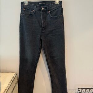Aritiza Denim Forum Women’s Arlo High Risk Straight Leg Black Jeans